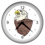 Bald Eagle Head and Shoulders Wall Clock (Silver)