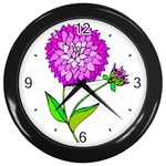 Purple Chrysanthemum Wall Clock (Black)