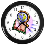 Globe and Book Wall Clock (Black)