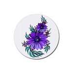 Blue Corn Flower Rubber Round Coaster (4 pack)