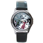 Drunk Dalmation Round Metal Watch