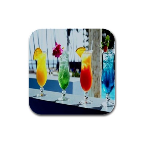 Tropical Drinks Rubber Square Coaster (4 pack) from ArtsNow.com Front