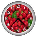 Strawberries  Wall Clock (Silver)