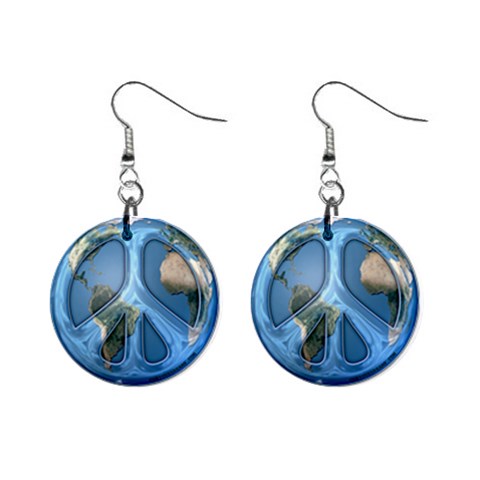 Peace On Earth 1  Button Earrings from ArtsNow.com Front
