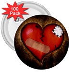 Broken heart 3  Button (100 pack)