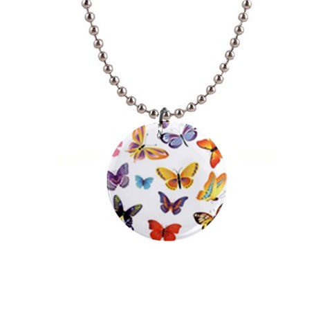 Bright Butterflies 2 1  Button Necklace from ArtsNow.com Front