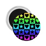 Rainbow Stars and Hearts 2.25  Button Magnet