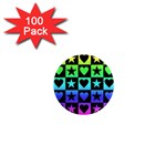 Rainbow Stars and Hearts 1  Mini Button Magnet (100 pack)