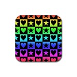 Rainbow Stars and Hearts Drink Coasters 4 Pack (Square)