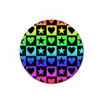 Rainbow Stars and Hearts Drink Coaster (Round)
