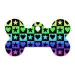 Rainbow Stars and Hearts Dog Tag Bone (One Sided)