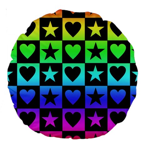 Rainbow Stars and Hearts Large 18  Premium Round Cushion  from ArtsNow.com Back