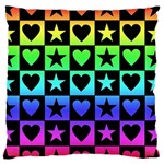 Rainbow Stars and Hearts Standard Flano Cushion Case (One Side)