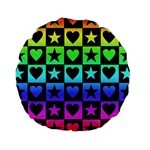 Rainbow Stars and Hearts Standard 15  Premium Flano Round Cushion 