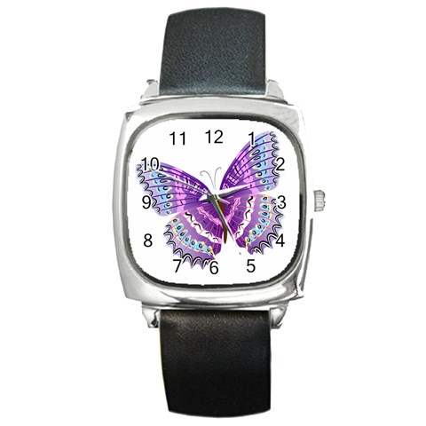 Purple Butterfly Square Metal Watch from ArtsNow.com Front