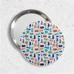 Blue Colorful Cats Silhouettes Pattern 2.25  Handbag Mirrors