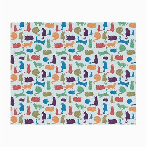 Blue Colorful Cats Silhouettes Pattern Small Glasses Cloth from ArtsNow.com Front