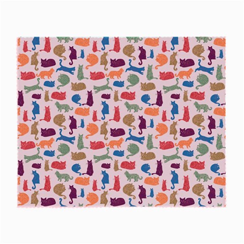 Blue Colorful Cats Silhouettes Pattern Small Glasses Cloth from ArtsNow.com Front