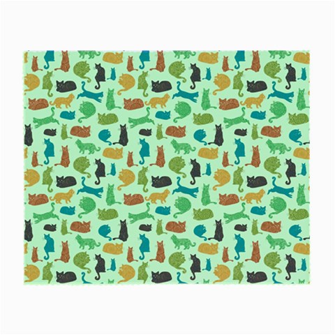 Blue Colorful Cats Silhouettes Pattern Small Glasses Cloth from ArtsNow.com Front