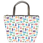 Blue Colorful Cats Silhouettes Pattern Bucket Bags