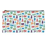 Blue Colorful Cats Silhouettes Pattern Pencil Cases