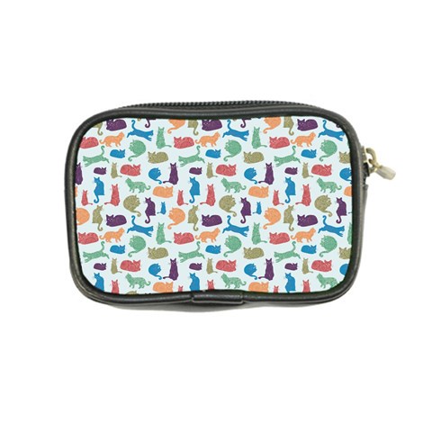 Blue Colorful Cats Silhouettes Pattern Coin Purse from ArtsNow.com Back