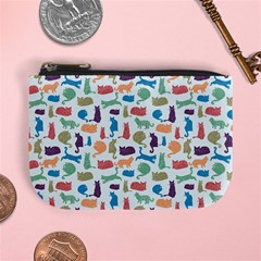 Blue Colorful Cats Silhouettes Pattern Mini Coin Purses from ArtsNow.com Front