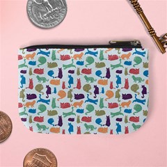 Blue Colorful Cats Silhouettes Pattern Mini Coin Purses from ArtsNow.com Back