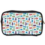 Blue Colorful Cats Silhouettes Pattern Toiletries Bags