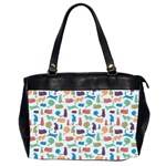 Blue Colorful Cats Silhouettes Pattern Office Handbags (2 Sides) 