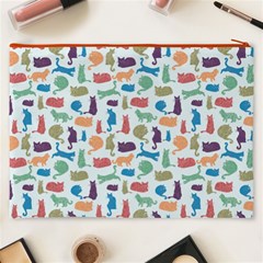 Blue Colorful Cats Silhouettes Pattern Cosmetic Bag (XXXL)  from ArtsNow.com Back