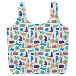 Blue Colorful Cats Silhouettes Pattern Full Print Recycle Bags (L) 