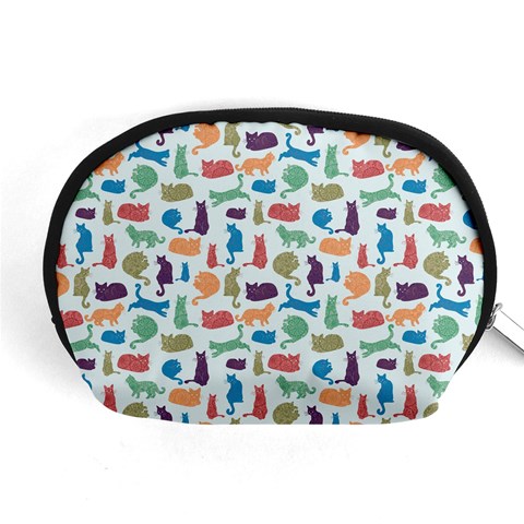 Blue Colorful Cats Silhouettes Pattern Accessory Pouches (Medium)  from ArtsNow.com Front