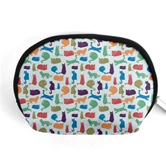 Blue Colorful Cats Silhouettes Pattern Accessory Pouches (Medium)  from ArtsNow.com Front