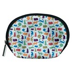 Blue Colorful Cats Silhouettes Pattern Accessory Pouches (Medium) 