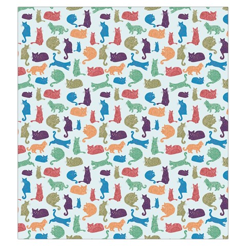 Blue Colorful Cats Silhouettes Pattern Drawstring Pouches (Large)  from ArtsNow.com Front