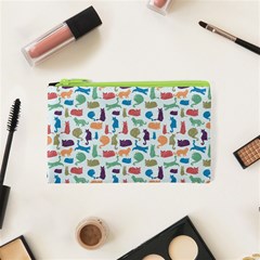 Blue Colorful Cats Silhouettes Pattern Cosmetic Bag (XS) from ArtsNow.com Front