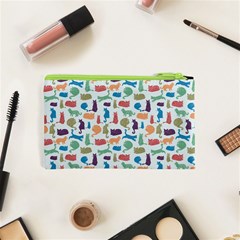 Blue Colorful Cats Silhouettes Pattern Cosmetic Bag (XS) from ArtsNow.com Back