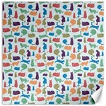 Blue Colorful Cats Silhouettes Pattern Canvas 16  x 16  