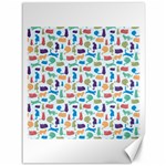 Blue Colorful Cats Silhouettes Pattern Canvas 36  x 48  