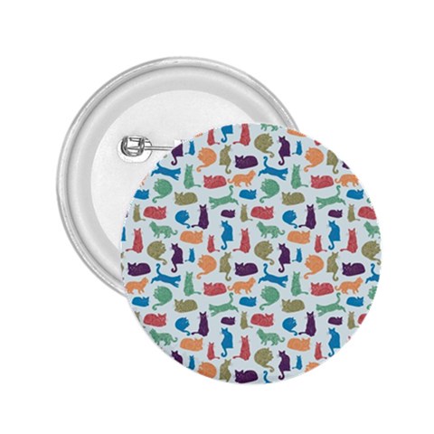 Blue Colorful Cats Silhouettes Pattern 2.25  Buttons from ArtsNow.com Front