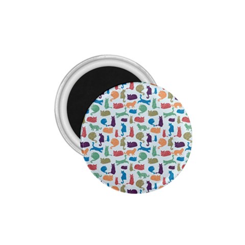 Blue Colorful Cats Silhouettes Pattern 1.75  Magnets from ArtsNow.com Front