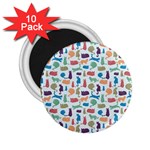 Blue Colorful Cats Silhouettes Pattern 2.25  Magnets (10 pack) 