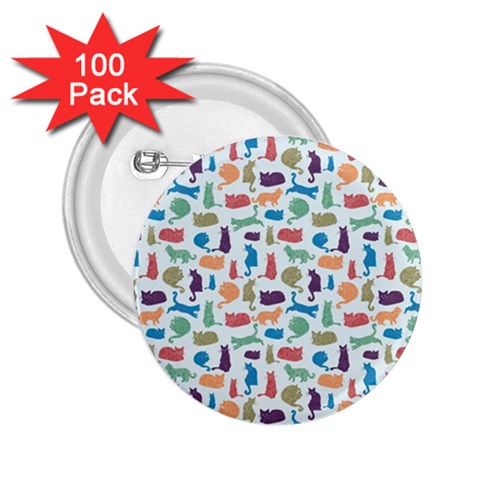 Blue Colorful Cats Silhouettes Pattern 2.25  Buttons (100 pack)  from ArtsNow.com Front