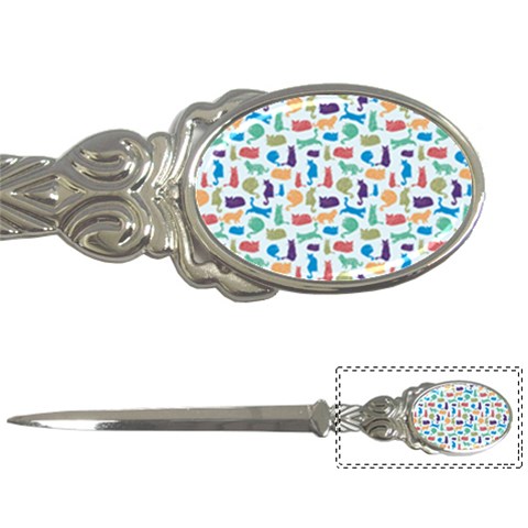 Blue Colorful Cats Silhouettes Pattern Letter Openers from ArtsNow.com Front