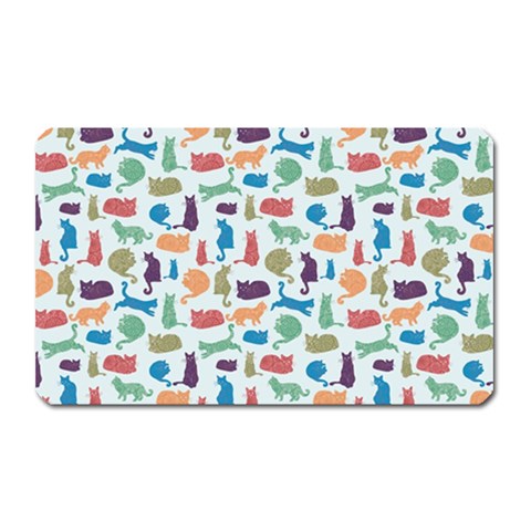 Blue Colorful Cats Silhouettes Pattern Magnet (Rectangular) from ArtsNow.com Front