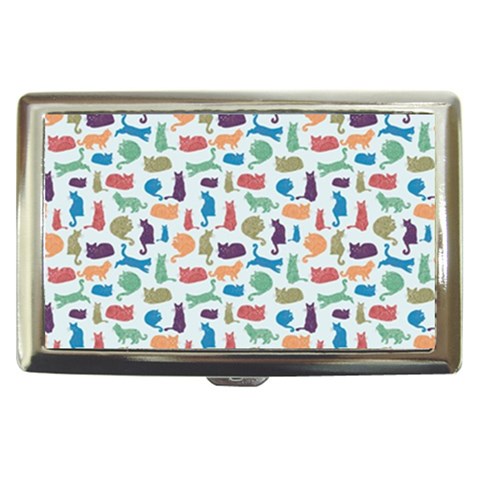 Blue Colorful Cats Silhouettes Pattern Cigarette Money Cases from ArtsNow.com Front