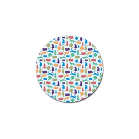 Blue Colorful Cats Silhouettes Pattern Golf Ball Marker (10 pack) from ArtsNow.com Front