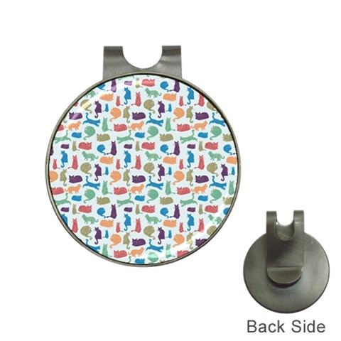 Blue Colorful Cats Silhouettes Pattern Hat Clips with Golf Markers from ArtsNow.com Front