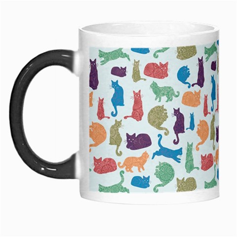 Blue Colorful Cats Silhouettes Pattern Morph Mugs from ArtsNow.com Left